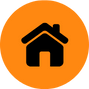 A black house icon is centered within an orange circle, symbolizing the professionalism of Home Inspections Long Island services.